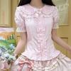 Ιαπωνικά Kawaii Lolita Μπλούζες Γυναικείες Γλυκά Βολάν Φουσκωτά Κοντομάνικες Λεπτές Μπλούζες Γυναικείες Y2K Δαντέλα Φιόγκος Χαριτωμένες Μπλούζες Blusas Mujer