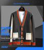 Men's Trendy Color Block V-neck Knit Cardigan - Korean Style Autumn/Winter Sweater Coat