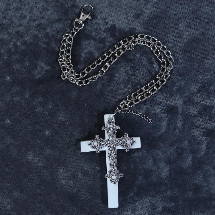 Vintage Gothic Collar Necklace Wooden Cross Pendant Necklace Streetwear Jewelry