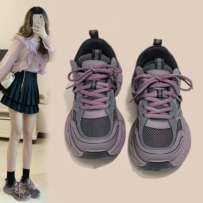 Popular Purple Dad Shoes for Women's New Autumn and Winter Thick Sole Versatile Casual Sneakers
