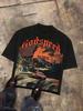Godspeed Holly Wood Hills Orange Sunset Distressed Graphic Tee Cotton Mens Womens T Shirt Y2K Streetwear