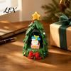 Christmas Window Display Tree Ornament Lamp, Santa Claus And Golden Star Decor, Indoor Holiday Ornaments Durable Resin Decorative Figure for