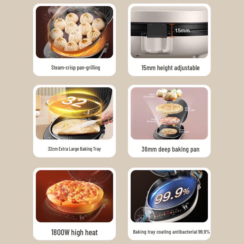 SUPOR 32CM Steam Electric Griddle CN Plug (adapter Included)