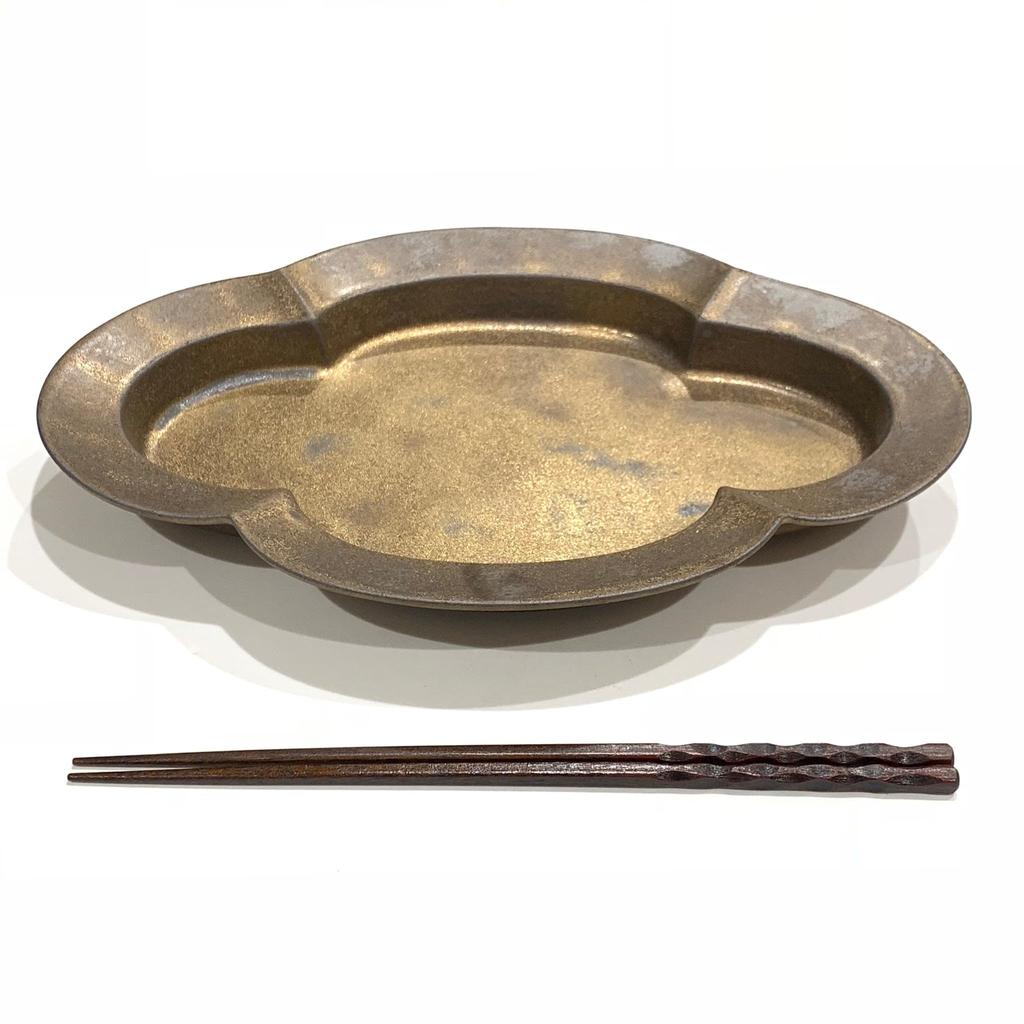 24 To 3 Plates, Large Plates, Serving Plates, Irregular Shape Plates, Gold Plating, Mokko Plate, Large, Gold