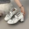 Fashion Bow Women Heeled Shoes New Fashion Summer Marie Janes Shoes Trend Sandals 2025 Brand Party Lolita Lace Woman Pumps Zapatillas