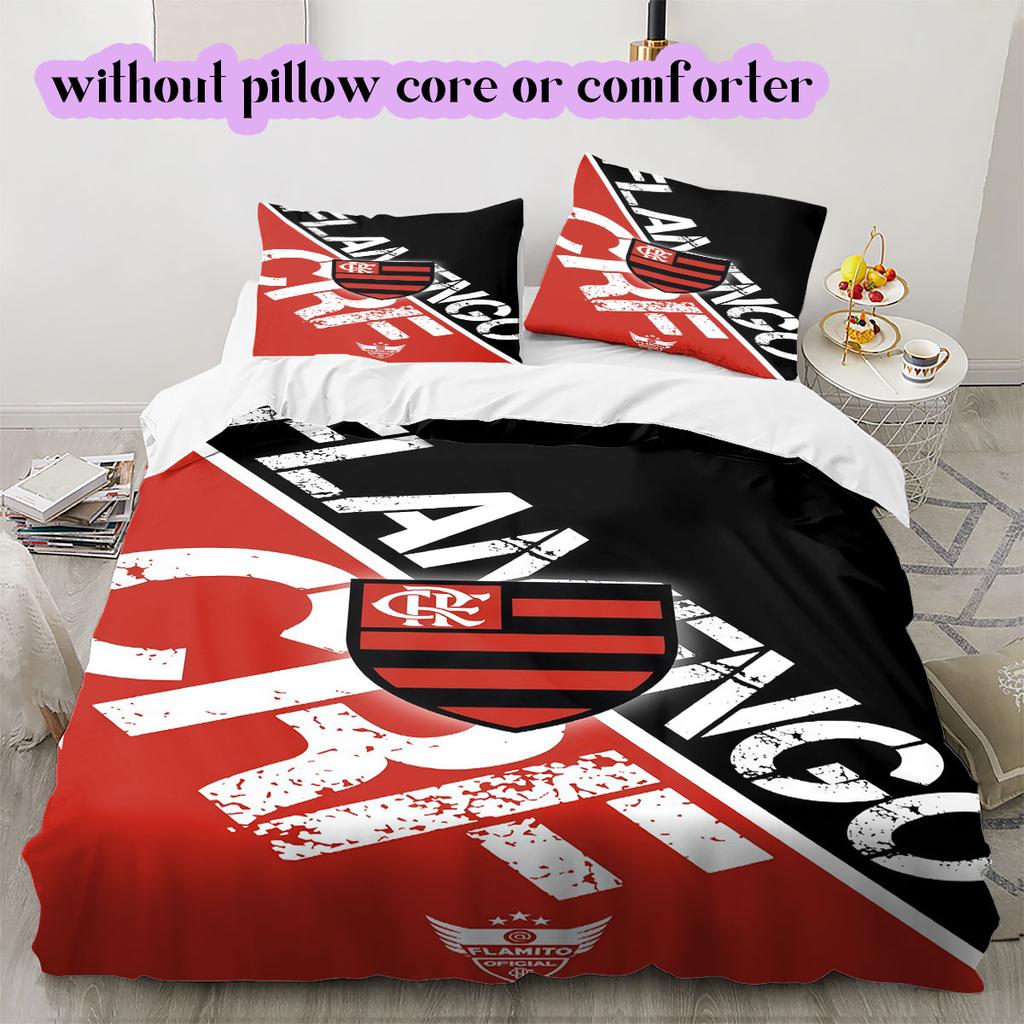 Flamengo football soccer Pattern Bedding,Quilt Set Quilt Cover Pillowcase Home Birthday Gift (1*duvet cover+2*pillowcase,without core)