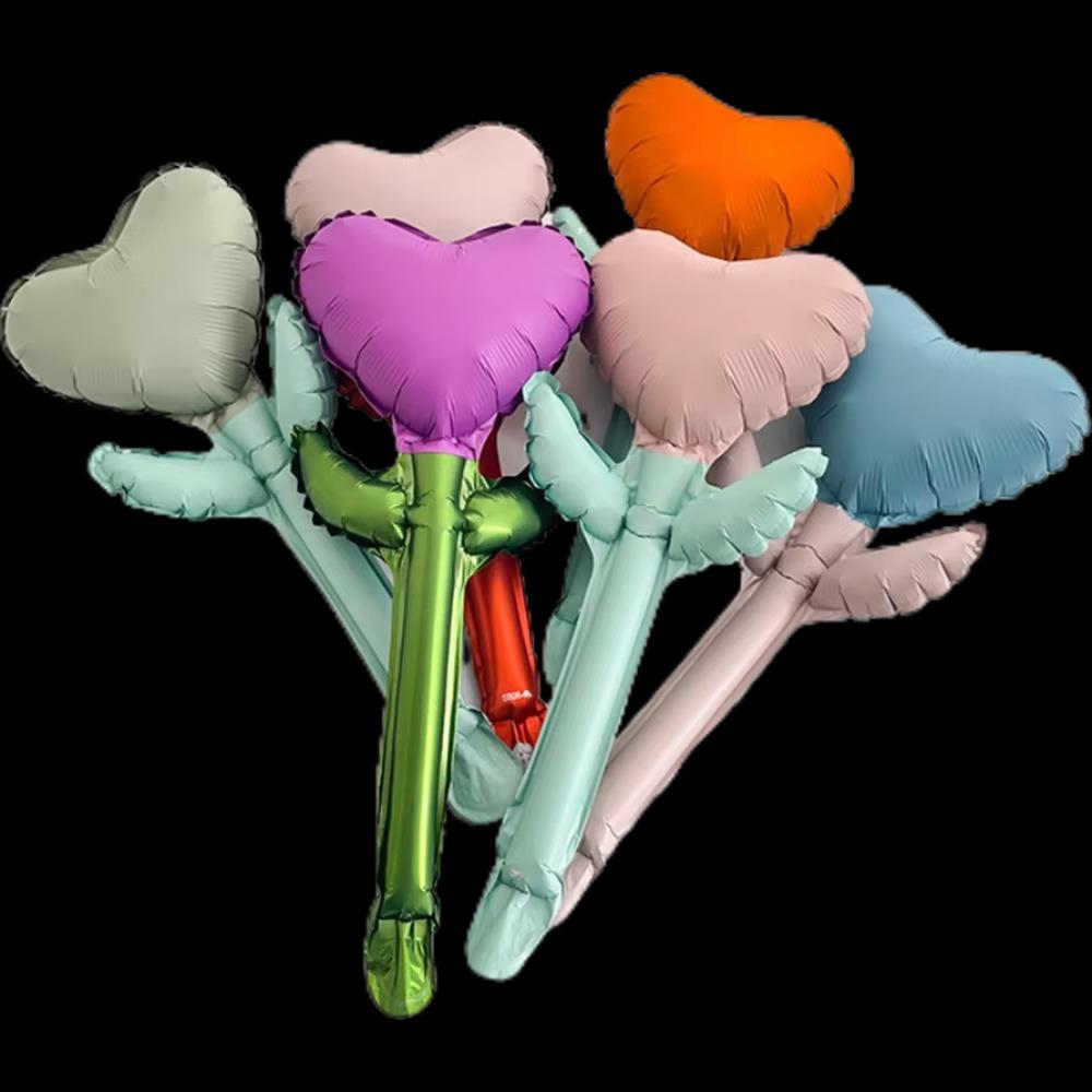 10pcs Colorful Heart Bouquet Foil Balloon Thickened Flower Balloons  Valentine's Day