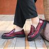 Fashion Red Thick Soled Mens Leather Shoes Double Button Loafers High Quality Business Oxford Male Shoes Casual Men Formal Dress Shoes