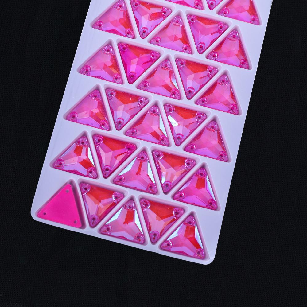 Neon Fluorescent Triangle Hand-Sewn Drill, Glass Rhinestone Flat Buckle Diy Accessories Clothing Wedding Materials Accessories