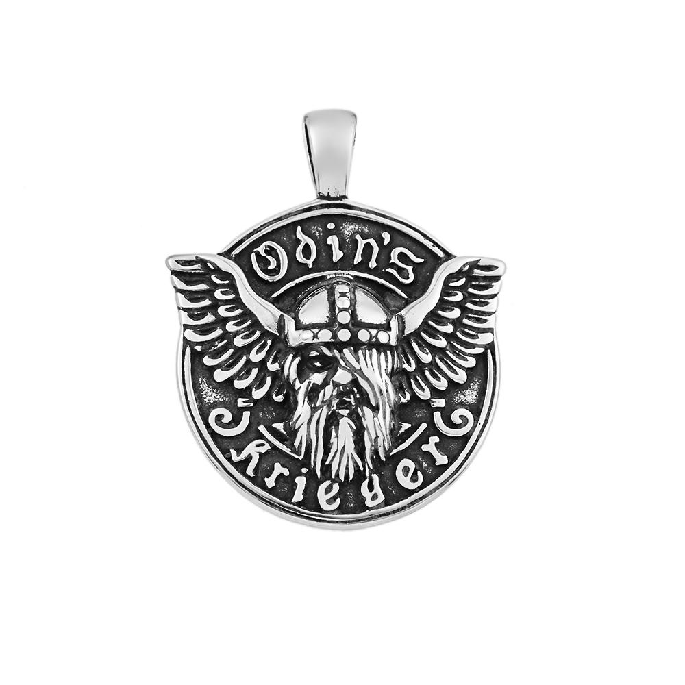 Vintage Nordic Stainless Steel Vikings Odin Head Necklace Men's Mythology Chain Pendant Necklace Punk Biker Male Jewelry Gifts