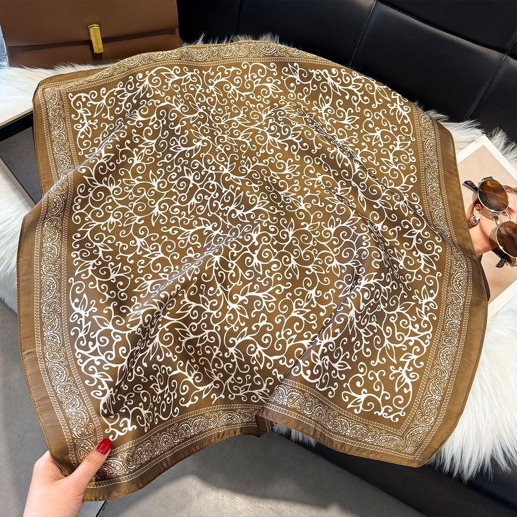 Spring Small Silk Scarf Korean Version Imitation Silk Scarf Women'S Retro Decorative Square Scarf Small Scarf Tied Bag Ribbon