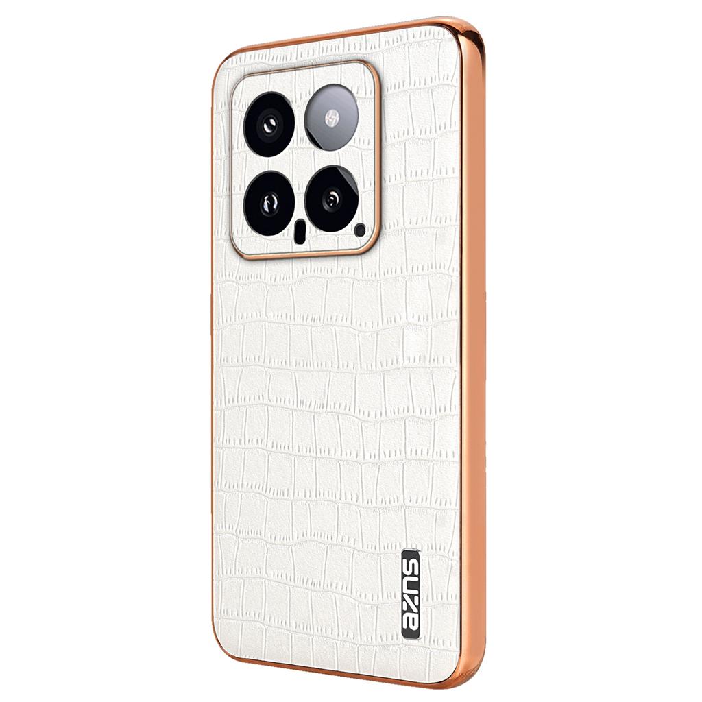 AZNS For Xiaomi 14 Case PU Leather Classic Crocodile Pattern Back Cover