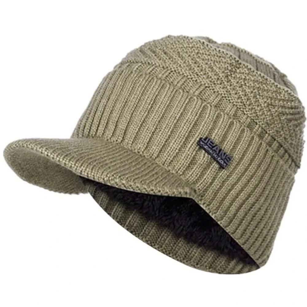 Hot Sale Unisex Warm Winter Hats Plush Fur Lined Warm Cap With Brim Outdoor Knitted Hats For Men & Women
