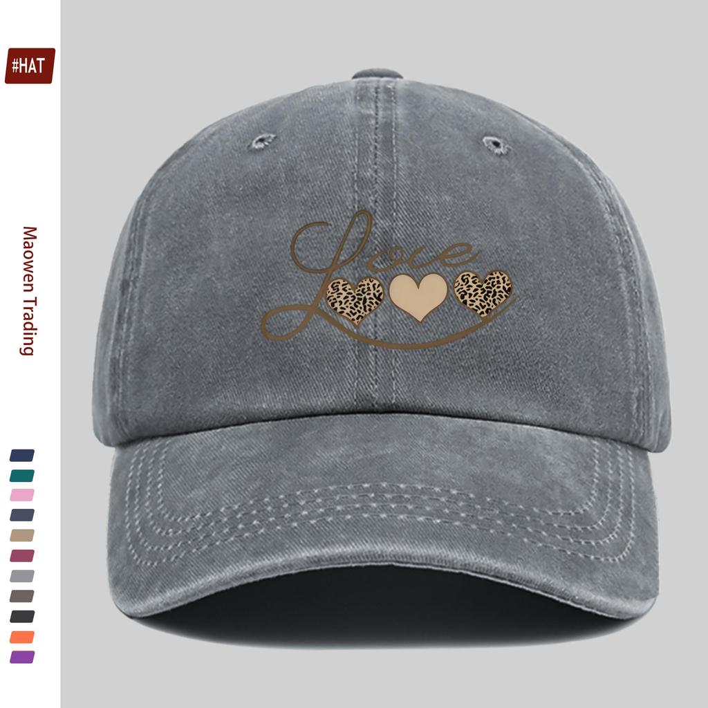 Pc Pcs Leopard Print LOVE Lettering Trucker Cap Adjustable Buckle Strap Lightweight Baseball Hat Suitable for Men Women