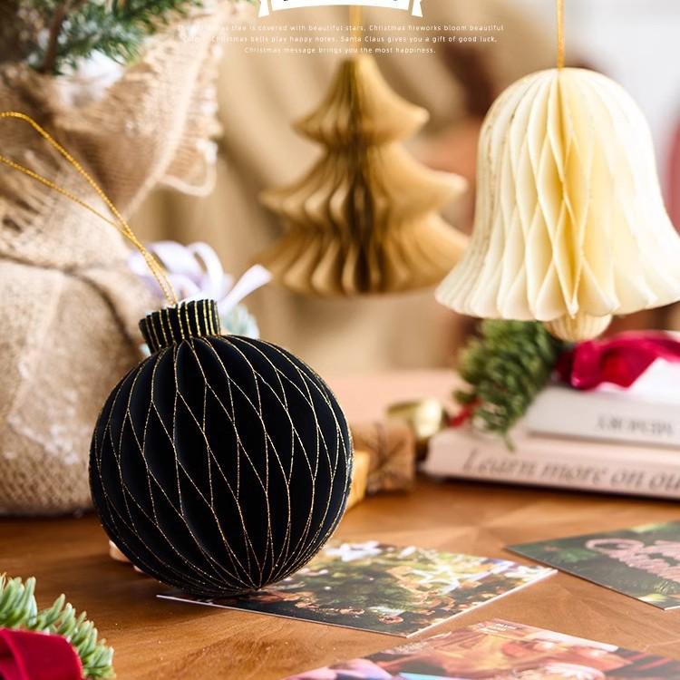 Irregular Shape Paper Honeycomb Christmas Tree Ornaments - Small Pendant & Honeycomb Ball Decor.
