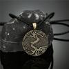 Viking Amulet Tree of Life Necklace Antique Norse Rune Pendant With Genuine Leather Rope Chain Jewelry Bijoux Gift
