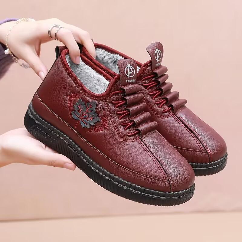 

Зимние новые нескользящие удобные повседневные женские туфли на одной педали, флисовые зимние ботинки, утолщенные женские туфли для женщин среднего и пожилого возраста 35