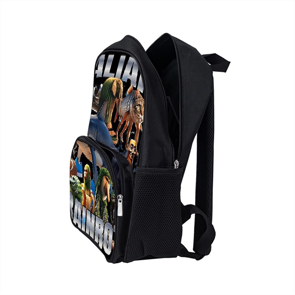 Hot Italian Brainrot Print Round Front Pocket Backpacks for Boy and Girls Best Gifts 2D Flat Cartoon School Bag for Children
