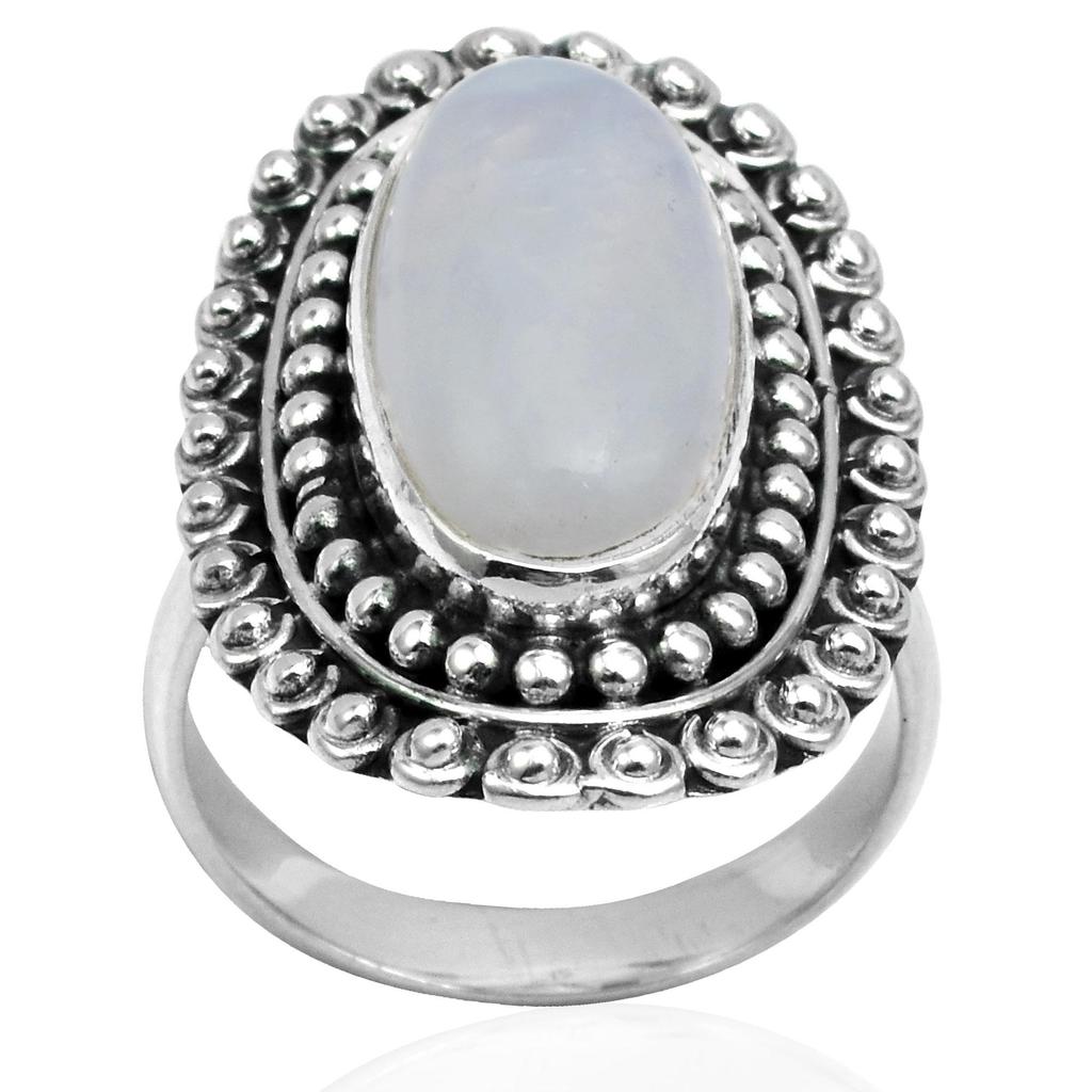 Natural Rainbow Moonstone 925 Sterling Silver Handmade Ring For Women & Girls