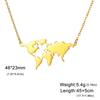  Globe World Map Outline Pendant Necklace for Women Stainless Steel Earth Day Worldwide Outdoor Traveler Jewelry Gifts