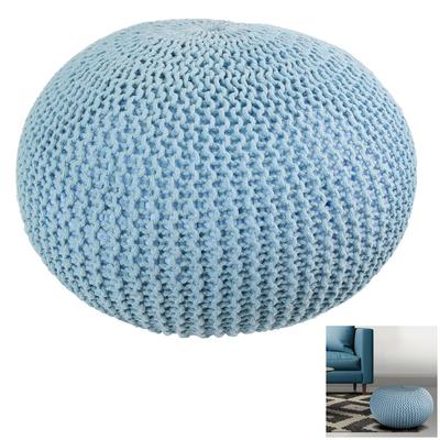 [R2393] - Blue 'Tricot' Designer Pouf (cotton) - 50x35cm