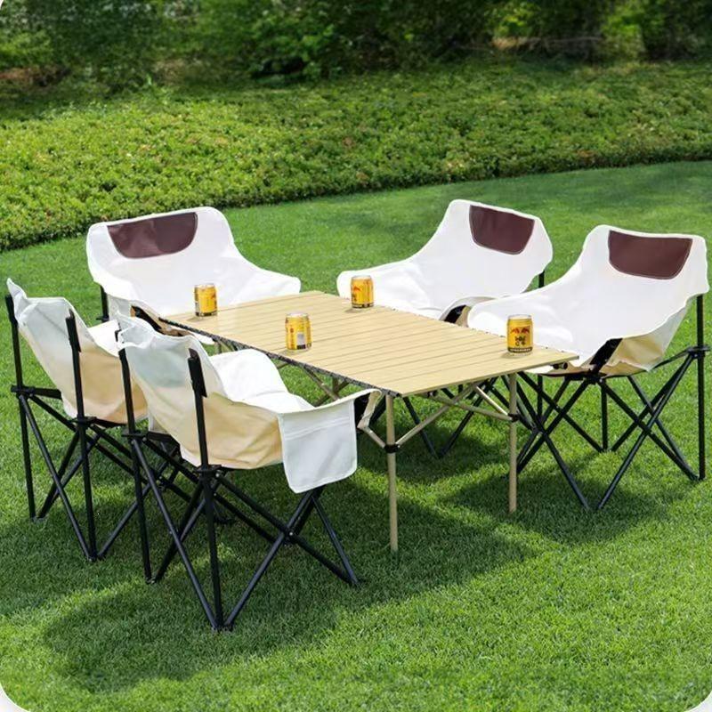 Mond-Liege Tragbares Outdoor-Campingtisch- und Stuhlset mit Rückenlehne - Praktisch für die Lagerung & Multifunktional einsetzbar