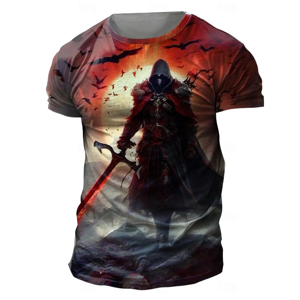 Summer Graphic Templar Cross Knights Templar Fashion Men's 3D Print T Shirt Tee Street Sports Outdoor T Shirt Summer Crew Neck S