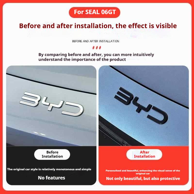 Do BYD Seal 06 DMI Seal 06 EV Modyfikacja Przedniego Godła Samochodu Czarny Wojownik Naklejki na Emblemat Samochodu Stylizacje Logo z Włókna Węglowego