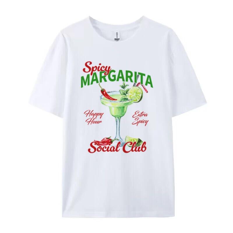 Spicy Margarita Retro Cocktail Graphic Tees Women Vintage Aesthetic Alcohol Drink T Shirt Loose Printed TShirts Unisex Top Gift S