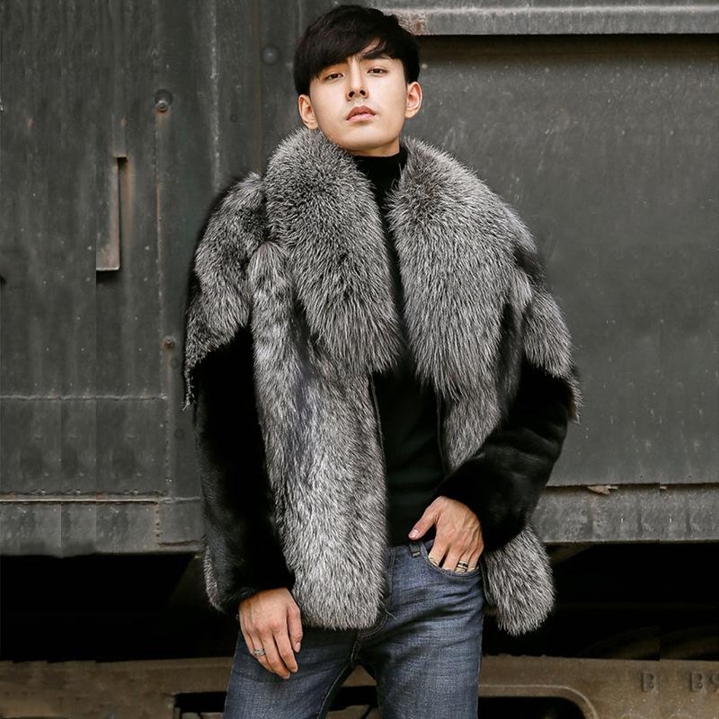 Men's Mink Coat New Fox Fur Fur Integrated Coat Mink Hair Short Jacket Winter Warm Leather Jacket