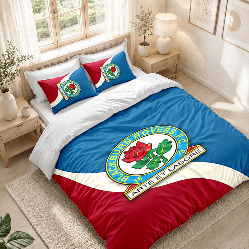 Bedding Set 1 Duvet Cover 2 Pillowcases Blackburn Rovers Football Print Bedroom Home Decoration