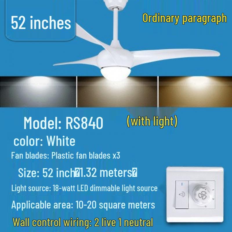 Modern Frequency Conversion Ceiling Fan with Light for Living Room and Bedroom