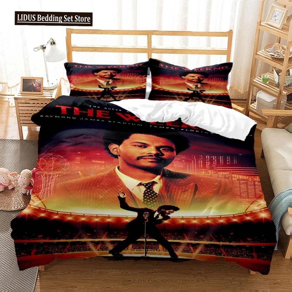 Die Weeknd Mode Popstar 3D Gedruckte Bettwäsche Queen Bettwäsche-Set King-Size Bettwäsche-Set Weiche Bettbezug