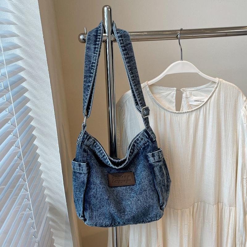 Fashion Embossed Letter Denim Bag 2025 New Texture Fashion Casual Shoulder Bag When Simple Shoulder Bag