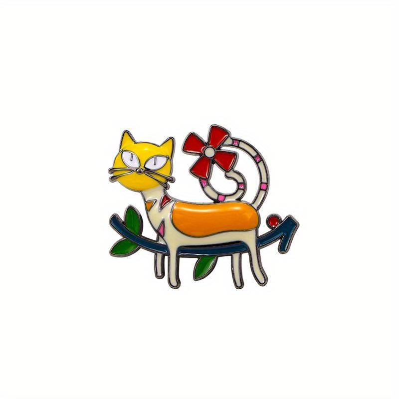 Colorful Cartoon Cat Brooch Cute Animal Brooch High-end Cartoon Cat Chest Chain Fade Resistant Backpack Small Pin