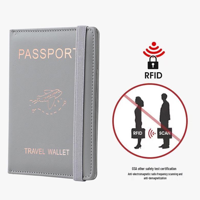 PU Leather RFID Passport Holder with Multi-Card Slots and Document Cover