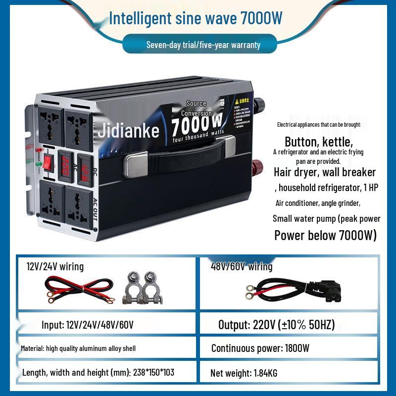 High Power 12V/24V To 220V EV Truck Battery Inverter 48V/60V Converter