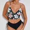 1011 New European and American Sexy Flower Print Bikini Split Swimsuit Women's Slimming Swimsuit