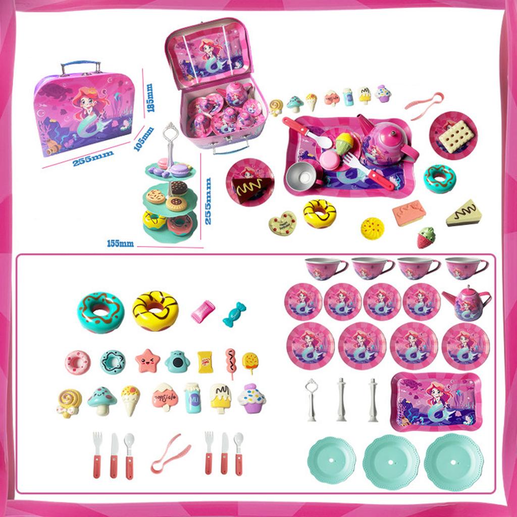 Tea Sets for Kids 46pcs Tea Party Set for Little Girls Afternoon Tea Dessert Toys Includes Cake,