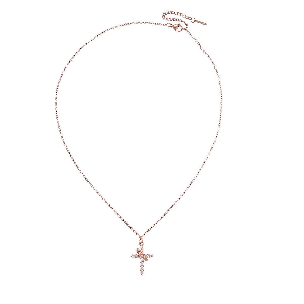 Zirkon Kreuz Edelstahl Choker - Elegante High-End Schlüsselbeinkette