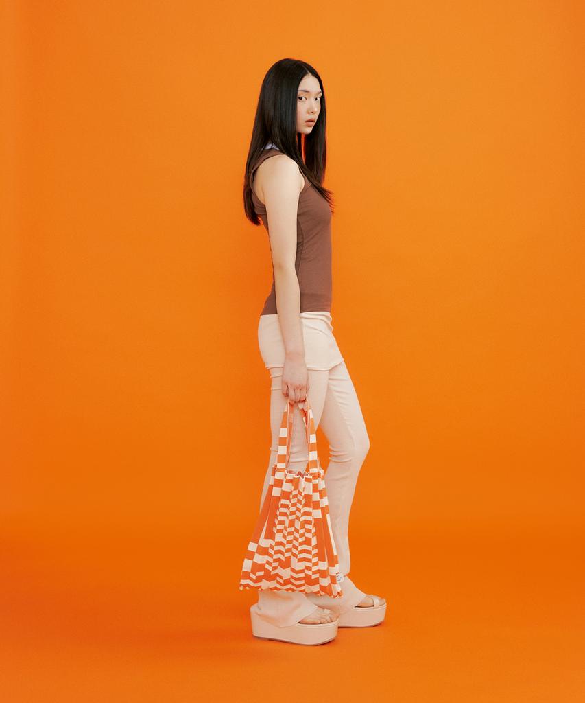 Pleatsmama Shoulder Bag Grid Orange