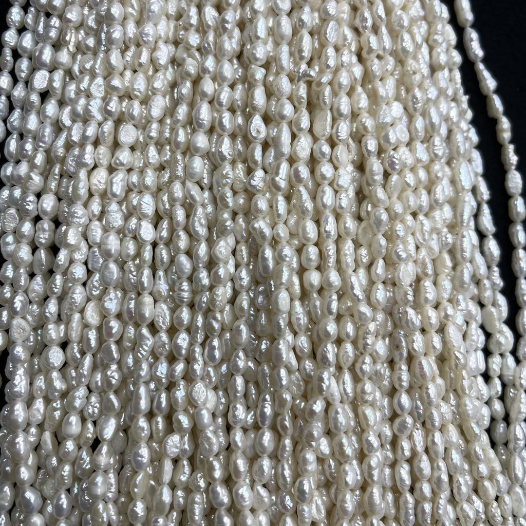 1String, White Natural Freshwater Pearls, Handmade Straight Hole Nugget Pearl Beads for Jewelry Making DIY Crafts (Beads 5-6mm, Length 36cm)