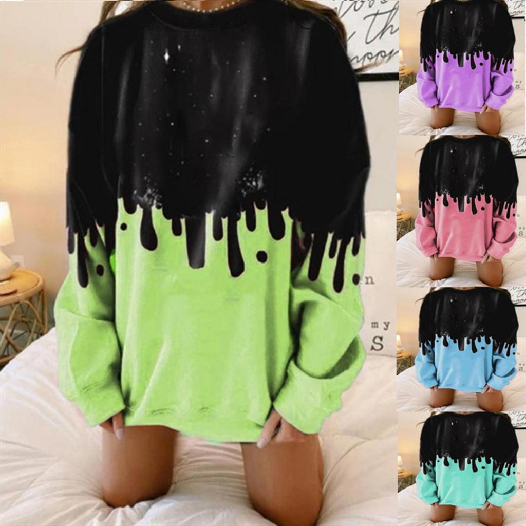 Sweatshirt Women Tops Plus Size Long Sleeve Tie-dye Casual Pullover Tops Autumn Winter Clothes Women