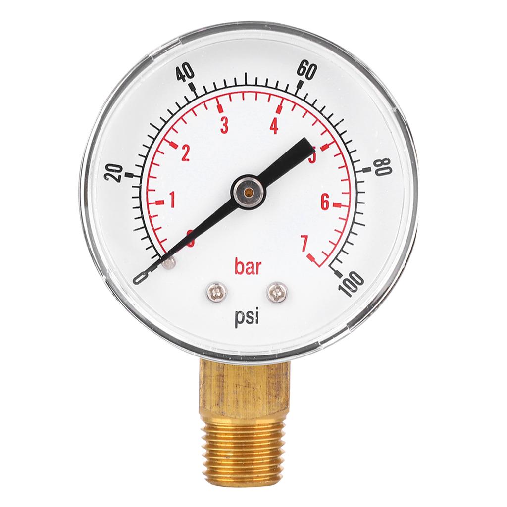 Pressure Gauge 50mm 1Celsius4 BSPT Brass Thread for Fuel   Oil Gas Water (0-15PSI 0-1Bar)