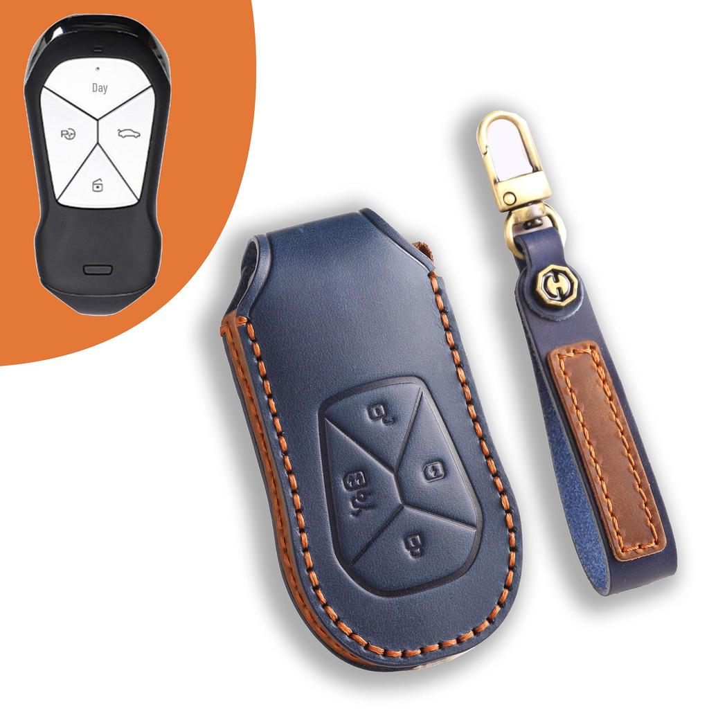 Premium Leder Schlüsselhülle für Xiaopeng G6/G9/P7i/P5 - Raffinierte Autoschlüssel-Schutzhülle mit Schnalle