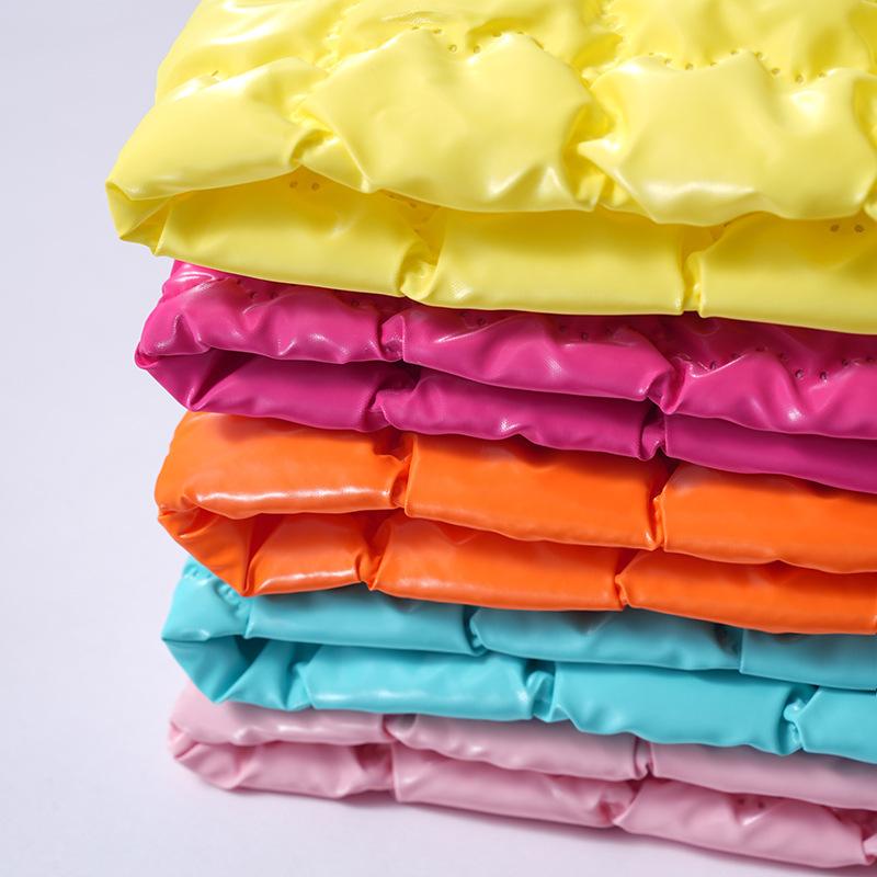 Waterproof PU Polyester Quilting Fabric Shiny Embossing Cotton-padded Fabric For Sewing Jacket Bags Furniture Upholstery