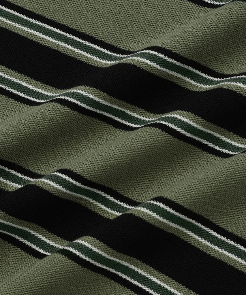 BROWNBREATH Tag Pique Stripe Tee - Khaki