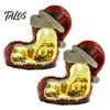 Christmas Atmosphere Enhancers 2Pcs Train Music Box with Rotating Light, Snow Village Carousel Winter Wonderland Party Favors Ornament, Battery/USB