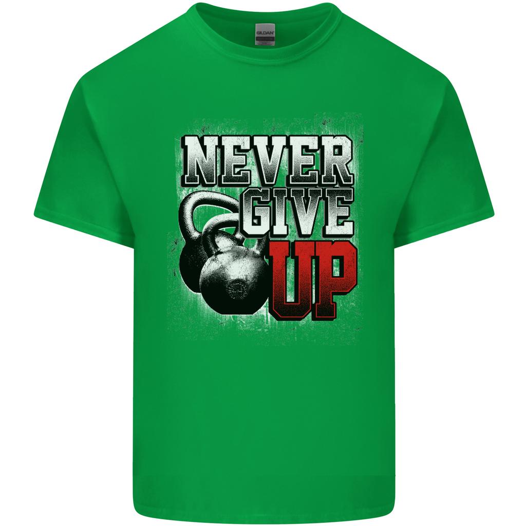 Never Give Up Gym Training Top Bodybuilding Unisexs Light Cotton TShirt