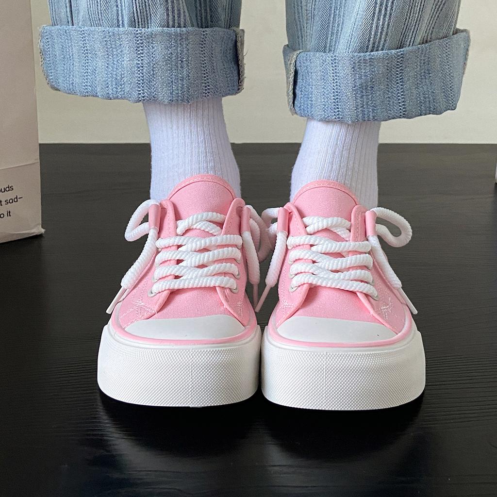 Milchähnliche und hässlich-süße Canvas-Schuhe mit breiter Zehenbox und dicker Sohle für Damen 2024 Neu Nische Original Mango-Kopf mit Rock Weiße Schuhe
